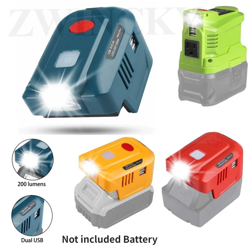 For Makita 18V Lithium Battery Inverter Generator Portable Power Supply USB Adapter Led Light for Dewal/Ryobi for Milwaukee