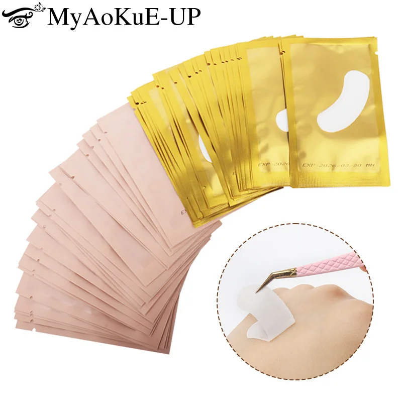 ضمادات عيون هيدروجيل ، ملصقات جل للرموش ، وسادة رموش ورقية صغيرة ، مستلزمات إطالة الرموش ، منتجات مكياج ، أداة تجميل ، 50 زوجًا