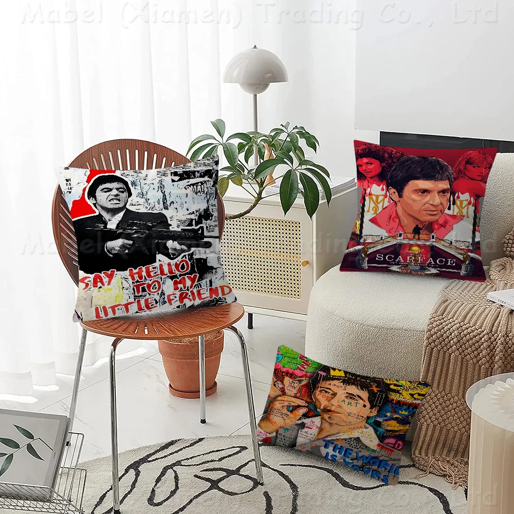 

1983 Old Movie Scarface Metal Personalized Picture Text Home Decorative Pillows Household Gifts 45x45cm