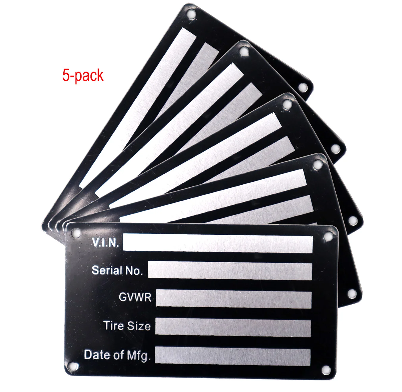 5-PACK VEHICLE TRUCK BOAT Trailer Blank VIN & Weight AXLE Chassis Plate 95mm x 55mm Identification Number