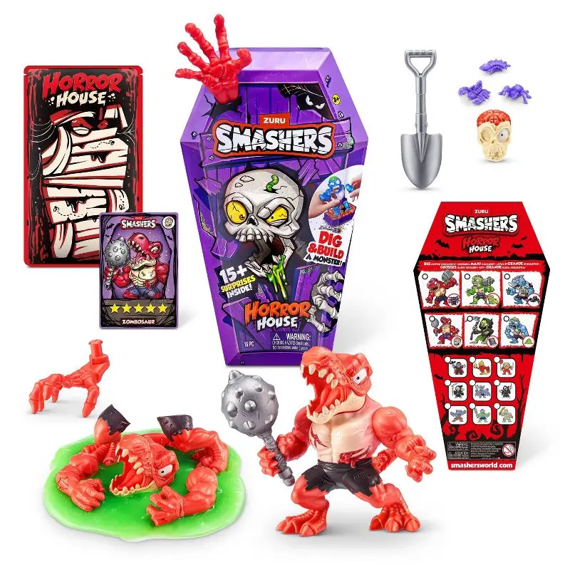 ZURU Smashers Horror House Series Mini Figure Set Death Zombie Monster Interactive Toy Collectible Model for Kids Surprise Gifts