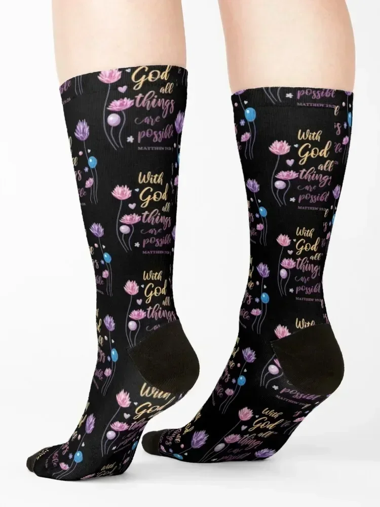 Religious Quote Christian Gift Socks Soccer golf happy winter thermal Socks Woman Men's