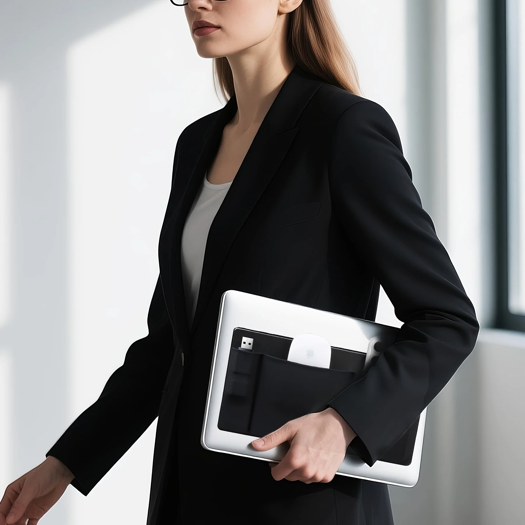 3 Colors to Choose From. Portable External Hard Drive Carrying Case with 3 Compartments That Can Hold a Mouse, Capacitive Pen, Etc., Mouse Storage Bag Made of Elastic Canvas Material, Suitable for Computer Accessory Bags, Battery Packs, Wireless Mice, Cables, and Headphones. Multiple Colors Available, with Strong Adhesive Fastening, Portable and Stylish Mouse Storage Bag