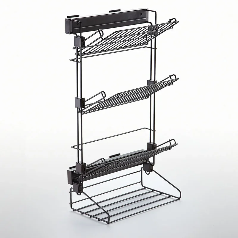 Factory side mounted 4 layers rack wardrobe closet accessories pull-out wire shoe shelf rack unit with soft close slide