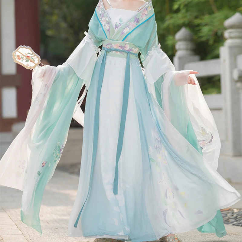 

Women Ancient Clothing Hanfu Dynasty Style Wei Jin Dynasties The Improved Super Immortal Long-sleeved Jacket The Waist Summer