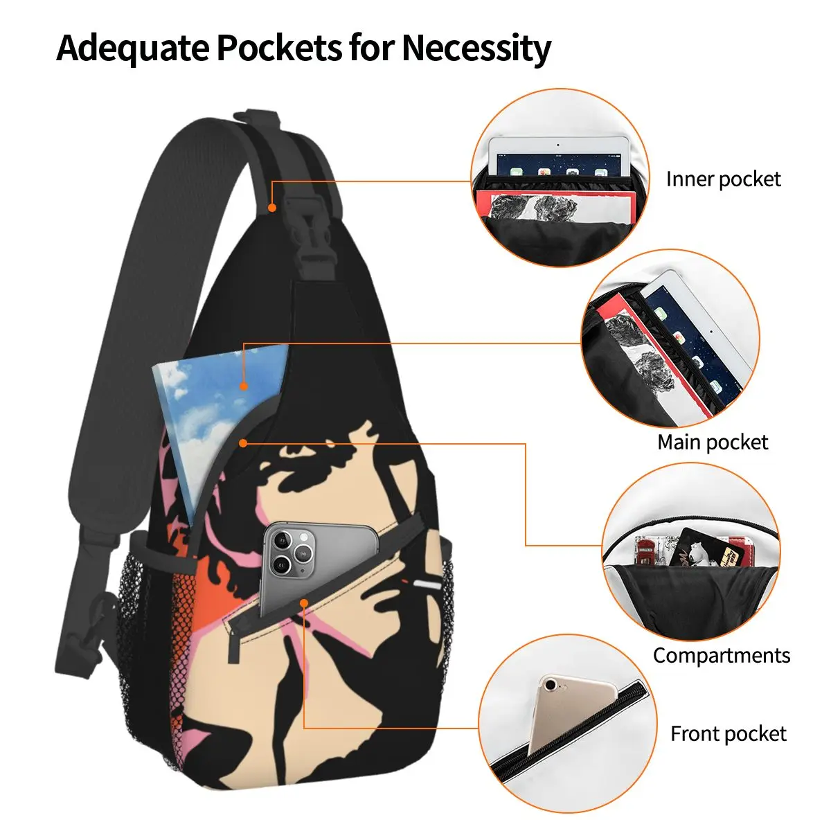 Cowboy Bebop Spike Spiegel Crossbody Sling Bag Fashion Chest Bag Anime Shoulder Backpack Daypack for Hiking Outdoor Travel Pack