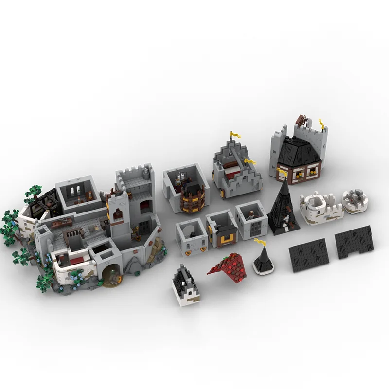 3934 MOC 中世の城建築：レイヴンズ・ネストモデル、DIY組み立てブロック玩具、子供の誕生日プレゼント。