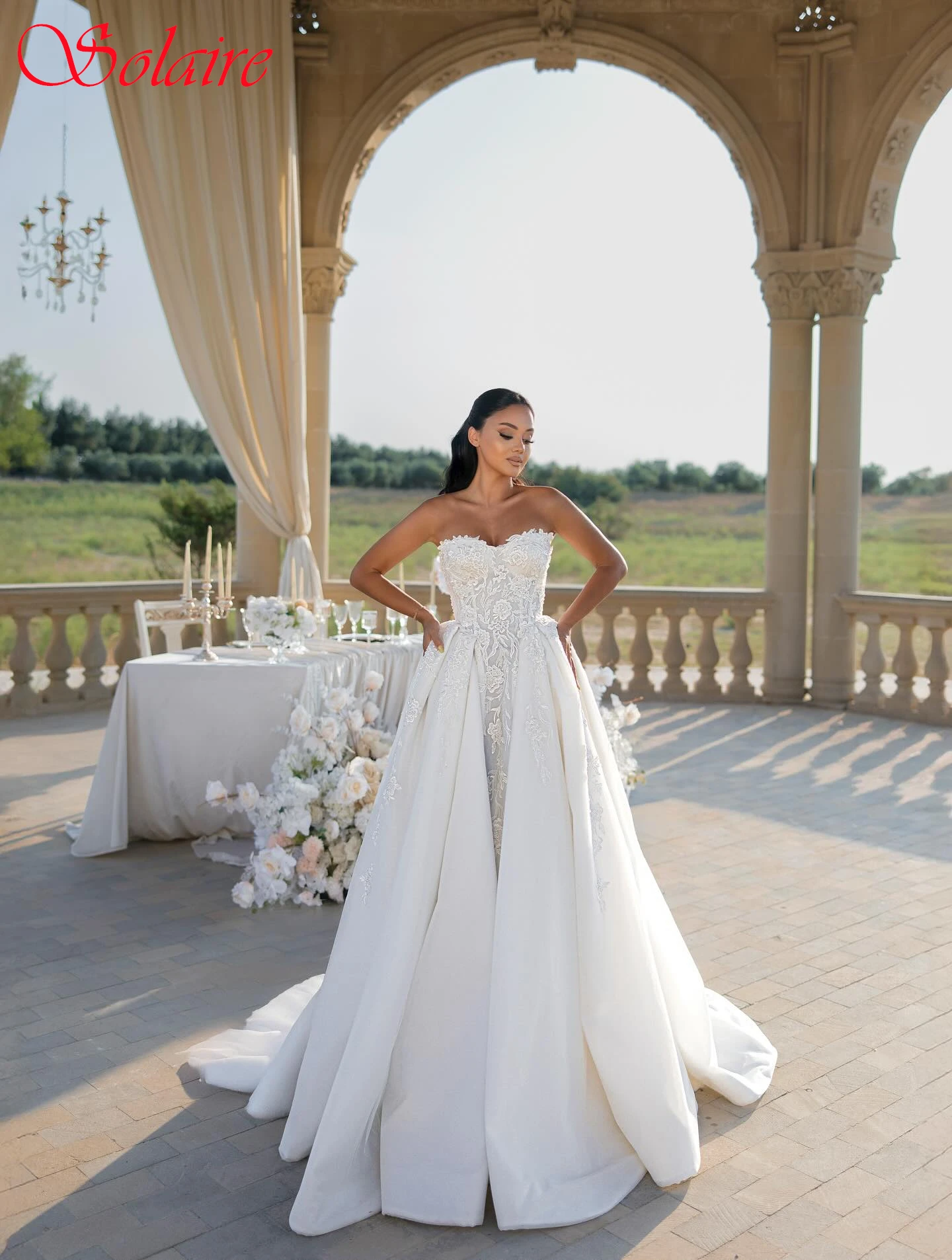 

Customized A-Line Strapless Elegant Luxury Evening Dress Exquisite High Quality Bridal Gowns Luxury Delicate Bridal Party