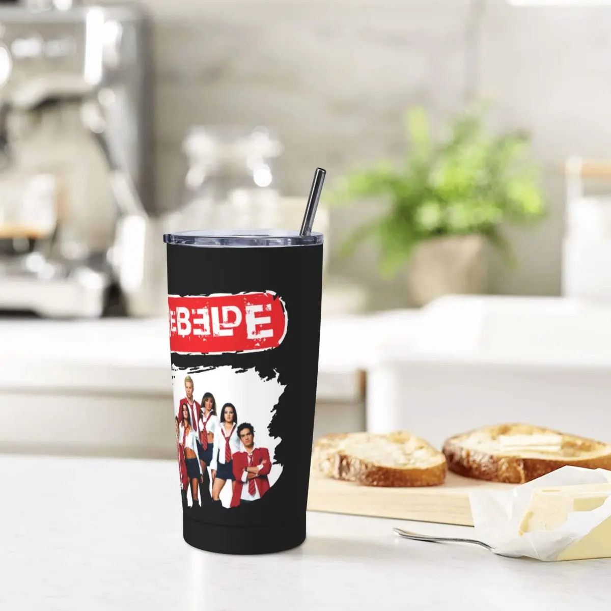 Rebelde Rbd bicchiere messicano da 20 once tazza da caffè da viaggio con isolamento sottovuoto con coperchio e cannuccia tazza da tè per frullato in