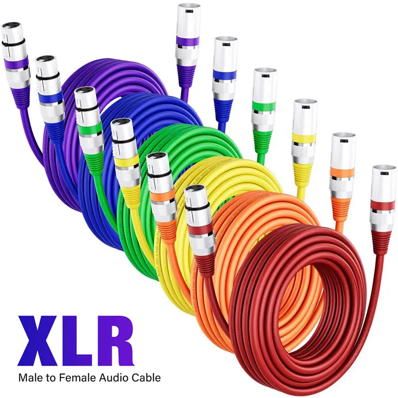 كابل XLR ملون عالي الجودة ذكر إلى أنثى OFC الصوت احباط + مضفر محمي لخلاط الميكروفون مكبر للصوت طويل 3m 5m 10m #1