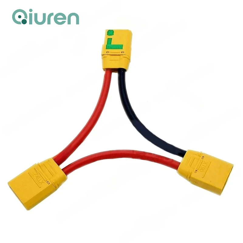1PCS XT90-S Adapter Cable One Female to Two Male Connector Series Connection 10AWG Silicone Wire Anti Ignition Plug for RC Model