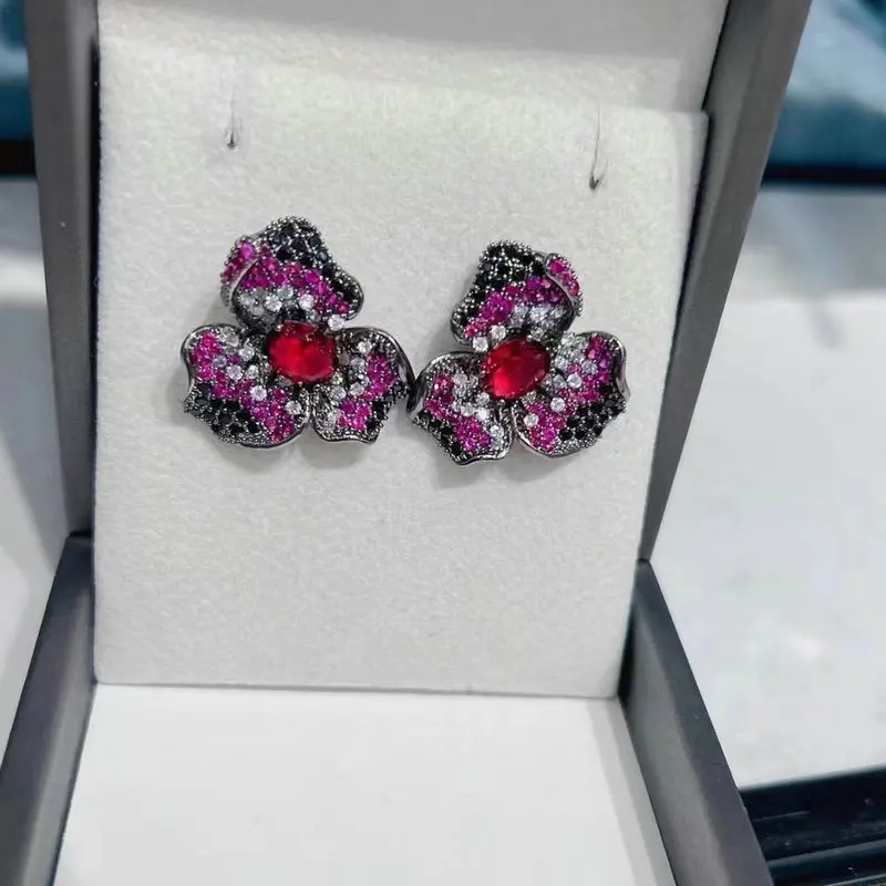 Bilincolor Trendy Luxury Flower Stud Earring for Women Gift