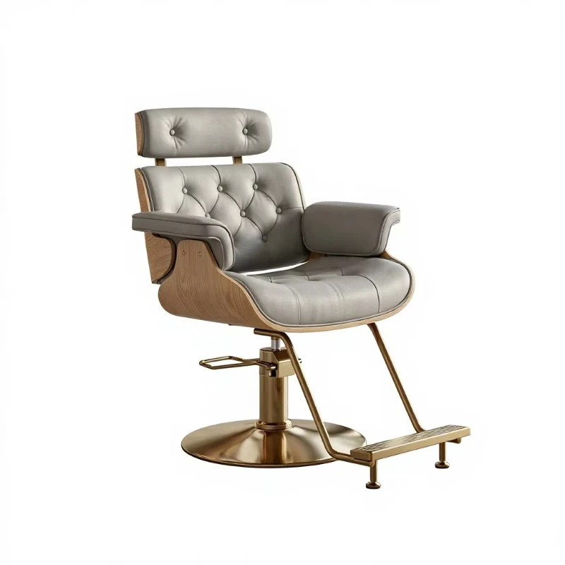 Luxury salon hair chair, synthetic leather design, reclining, 360 degree rotation, height adjustable, salon hair chair