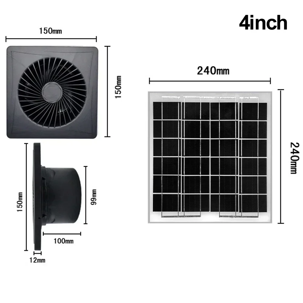 4/6/8inch 12V Solar Panel With Extractor Ventilation Fan Air Vent For Sash Wall Fan Energy-saving Exhaust Air Blower High Speed