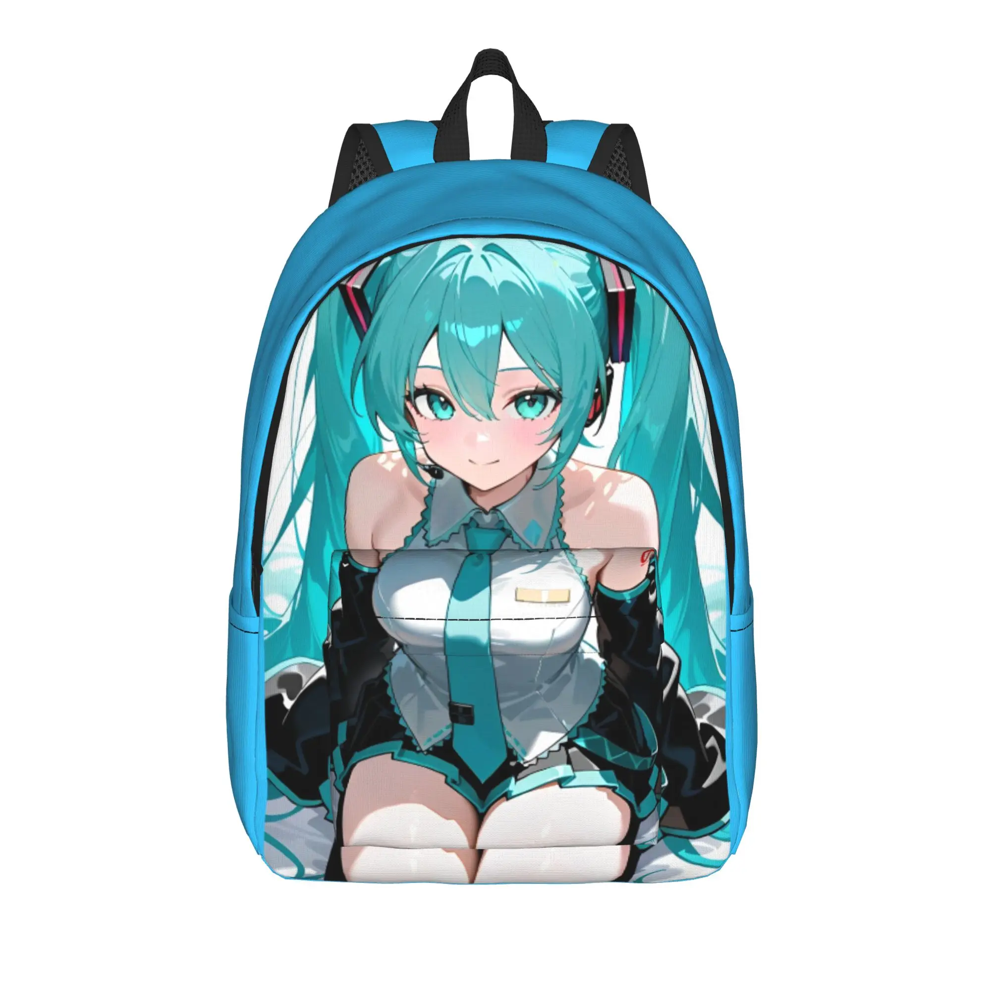 初音ミク-ボーカロイド-アニメ-カジュアル-バックパック-ギフト-学生-仕事用-デイパック-メンズ-レディース-ノートパソコン-ショルダーバッグ