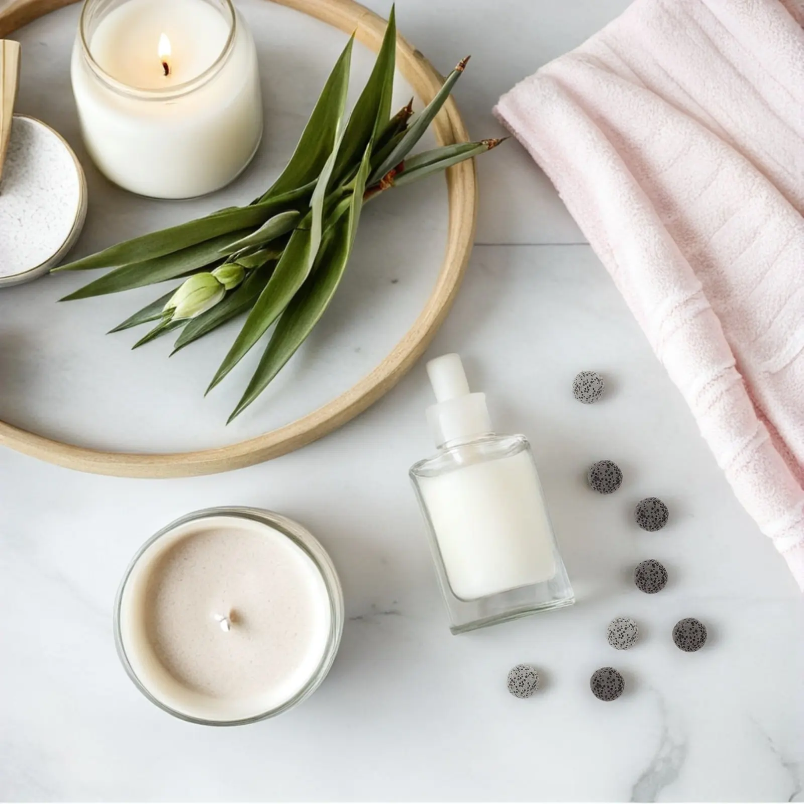 

2Set Volcanic Rock Diffuser Stones Natural Lava Aroma Beads 12Mm Round Shape Small Passive Oil Diffuser Stone Home Office Decor