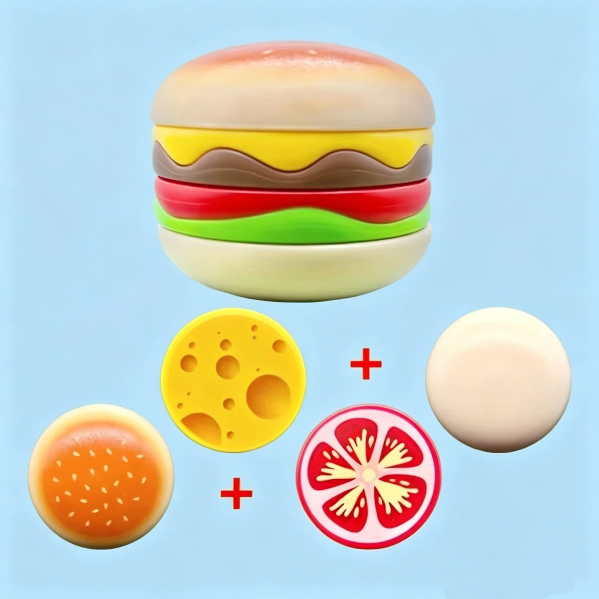 Fun EDC Magnetic Fidget Slider Hamburger Simulated Layered Twist Suction Fingertip Stress Relief Physics Science Gift for Adults