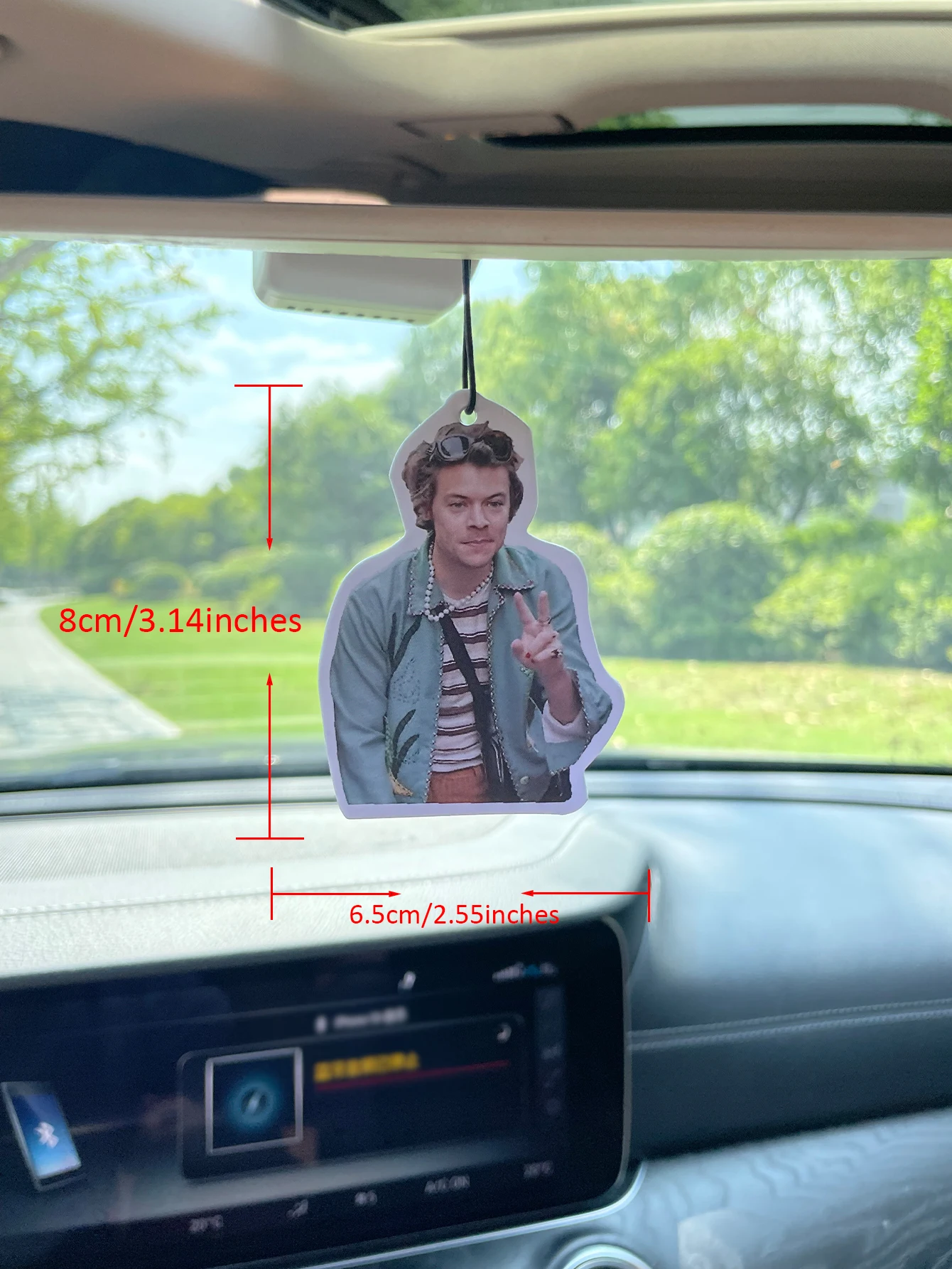 Harry Styles Peace Sign Hanging Car Air Freshener Scent Card, Natural Plant Extract Fragrance, Alcohol-Free, Heat Resistant Agai