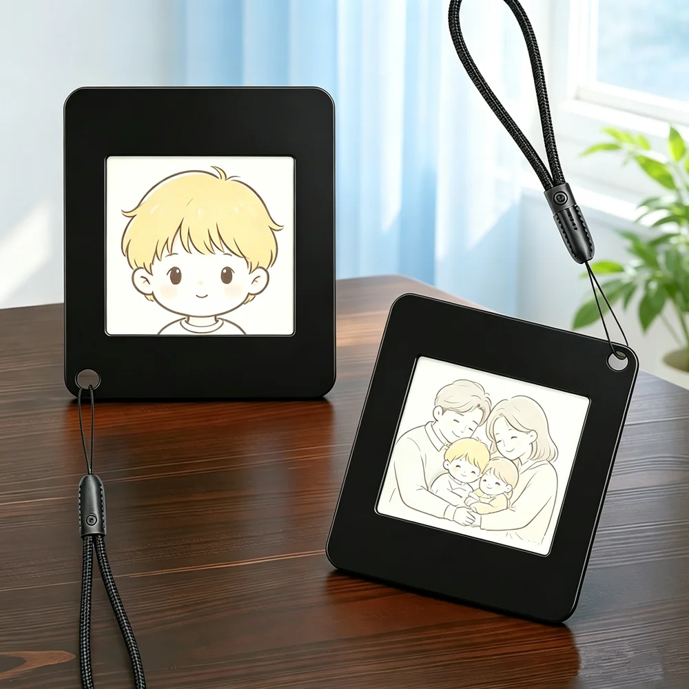 1.54 E-ink Keychain 4-Color NFC E-Ink Tag 200x200 HD E-Paper Display Screen Image Wireless Transmission Corner Holes for Bag