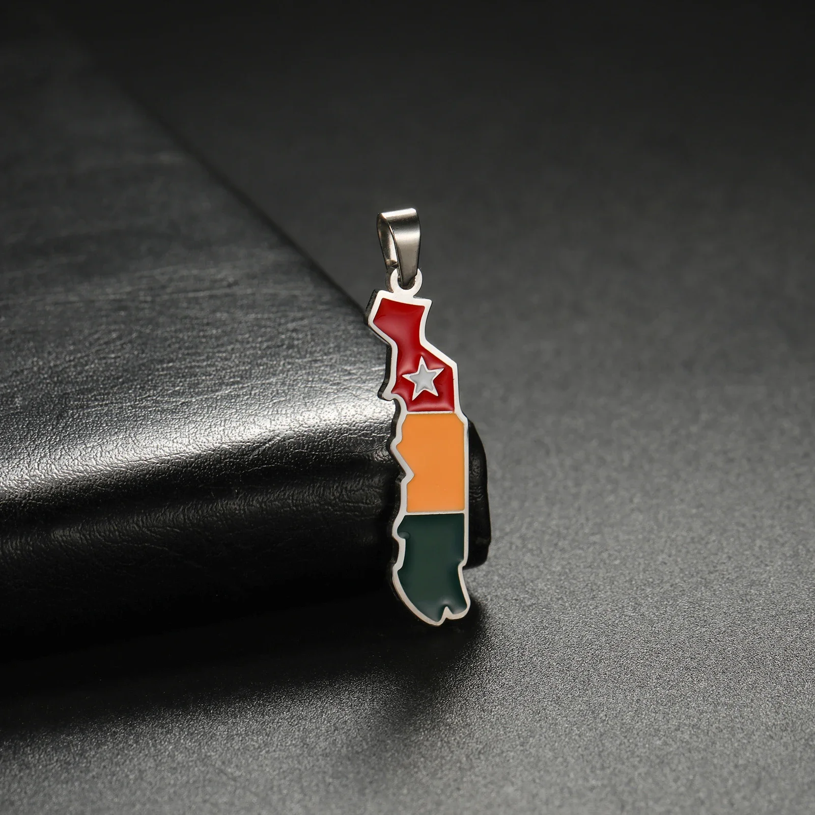 Togo National Map Stainless Steel Pendant DIY Can Be Made as Necklace Accessory for Men and Women