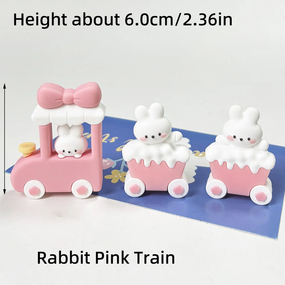 Prinzessinnen-Mädchen-Thema, niedlicher Hasen-Zug-Kuchenaufsatz, rosa Hase für Kinder, 1. Geburtstag, Babyparty, Kuchendekorations-Set – Detail 3