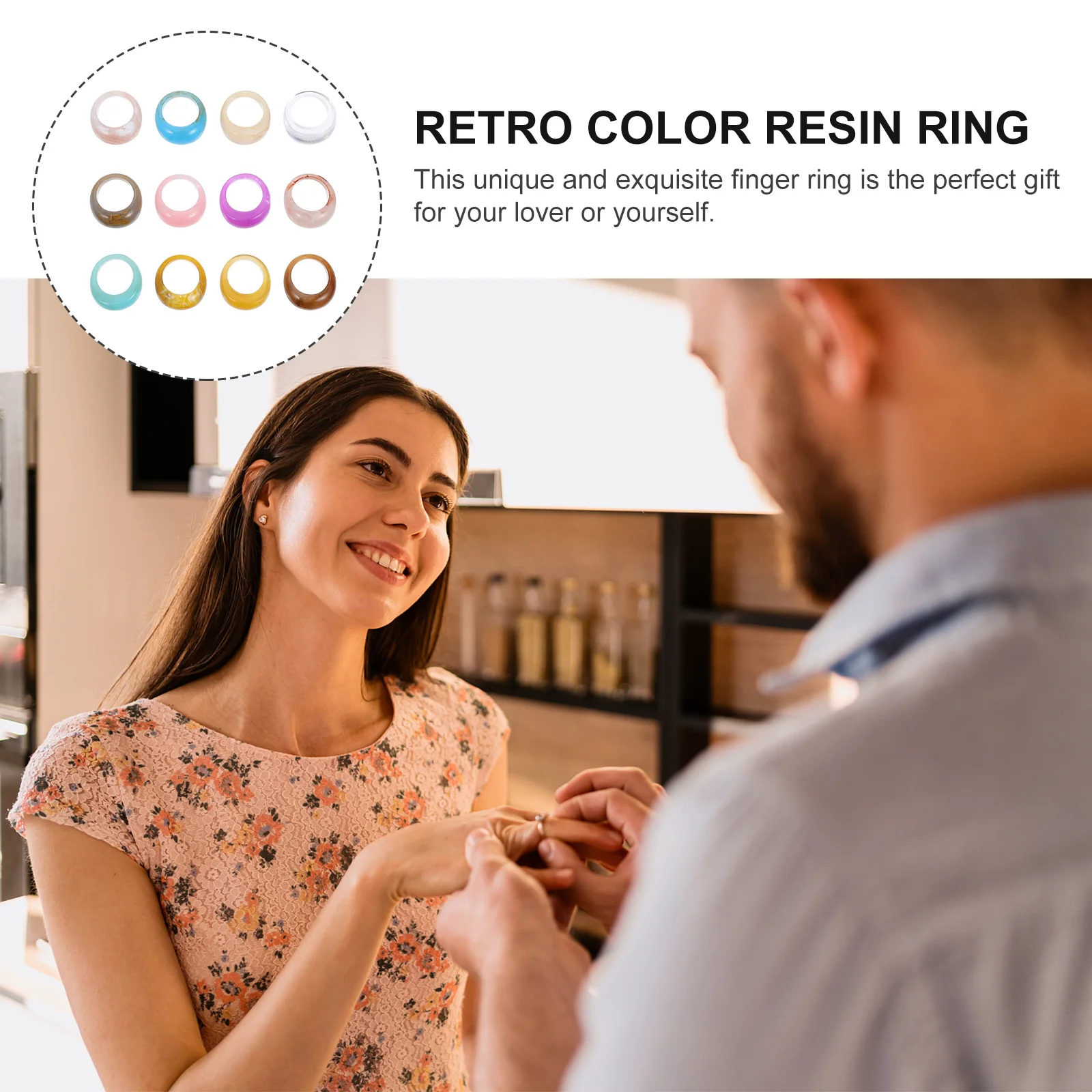 

12 Pcs Finger Geometric for Women Chunky Rings Teen Unique Resin Jewelry Gift Decorative Fashion