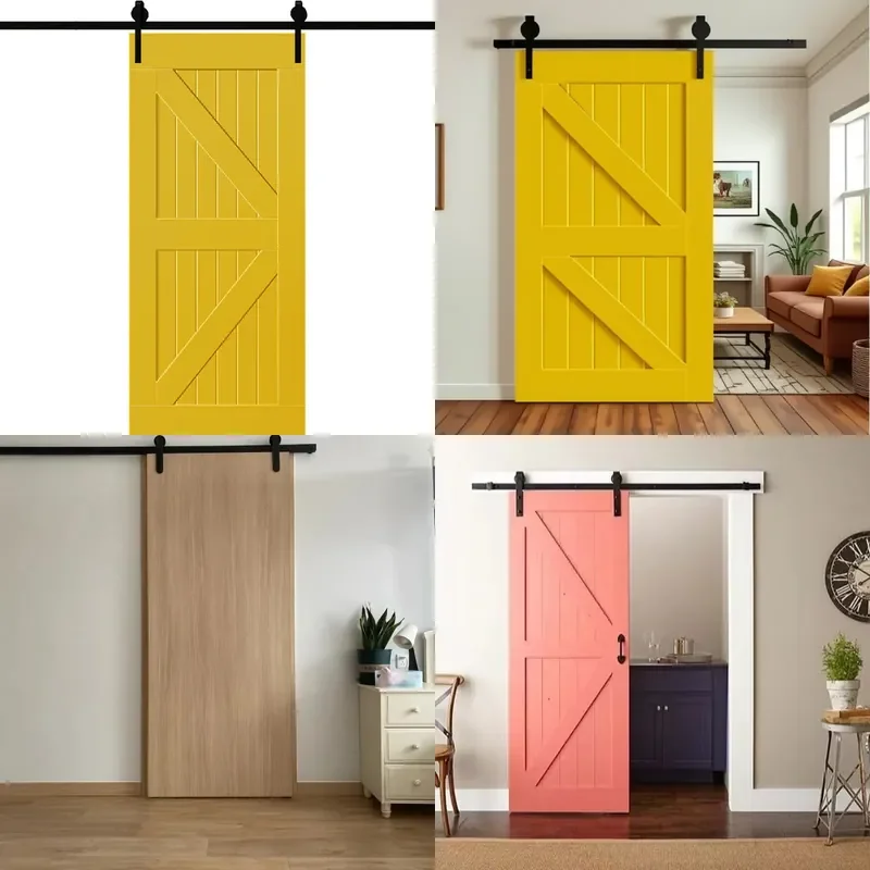 Invisible Barn Door Track Sliding System Solid Wood Composite Panel for Kitchen Bathroom Whole House Customization Hardware
