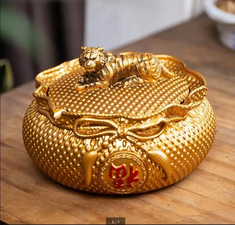 

Китайская креативная пепельница из смолы, украшение для гостиной, офиса, пепельница для сигар большой емкости с крышкой, домашняя зажигалка и набор для курения