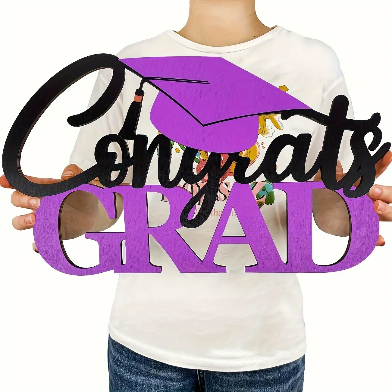 Purple Class of Graduation Decorations Class of 2025, Graduate 2025 Wooden Sign Class of 2025 Photo Booth Props for Congrats