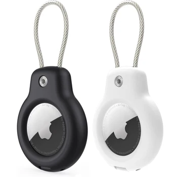 Compatibel met Apple AirTag Secure Holder met draadkabel, Air Tag Lock Case sleutelhanger sleutelhanger voor sleutels beschermende hoesjes