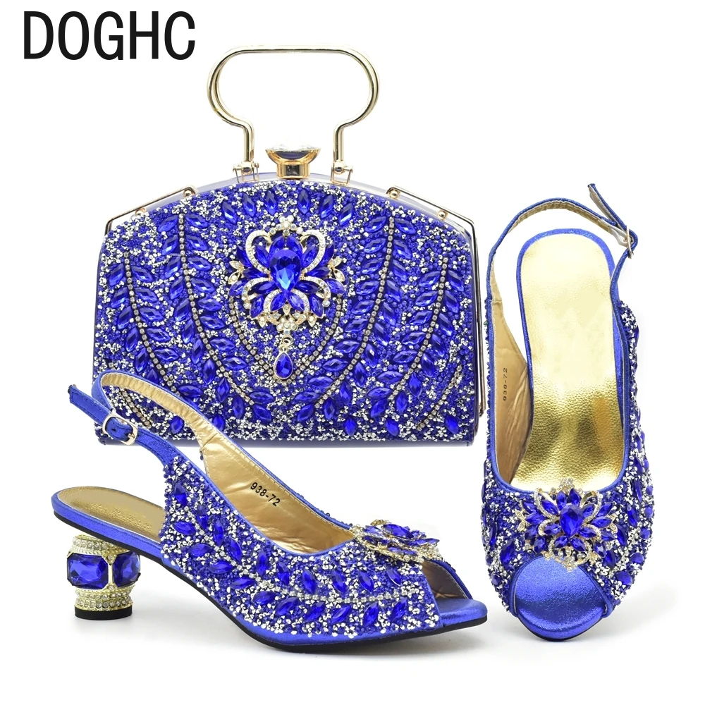 

Latest Women's Shoes and Bags Set Decorated with Rhinestone Party Pumps with Purse Plus Size Shoes Luxury Wedding Shoes Bride