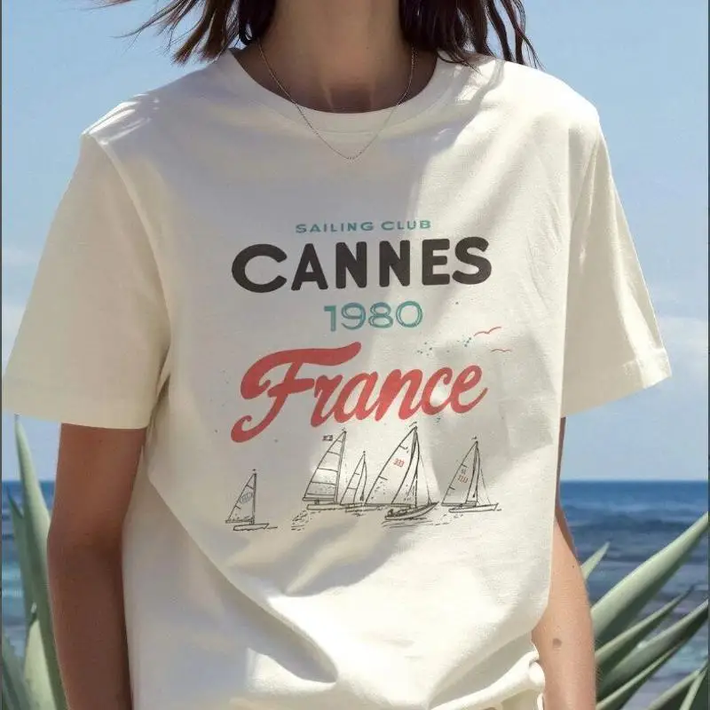 

Cannes France Sailing Club T Shirt Coastal Summer