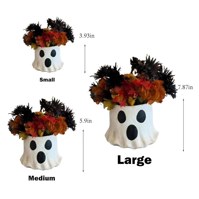 Ghost Vase Halloween Planter Pot Ghost Bucket Vase Handmade Halloween Treat Buckets Ghost Shaped Planter For Home Party Decor