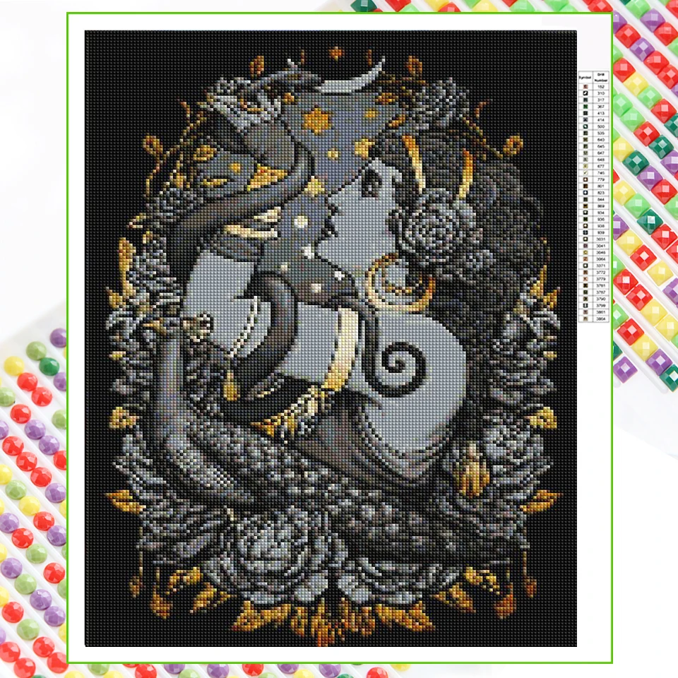 Gothic Witch 5D Diamond Painting Cross Stitch Midnight Creature Full Diamond Embroidery Rhinestones Home Decor Amazing GG6819