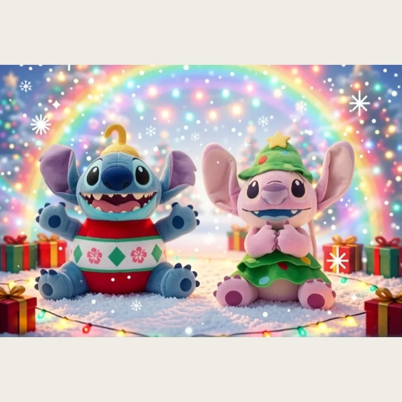

Fun Christmas Limited Edition Stitch and Angel Plush Dolls - Children's Companion Toy/Ornament/Throw Pillow/Birthday Gift