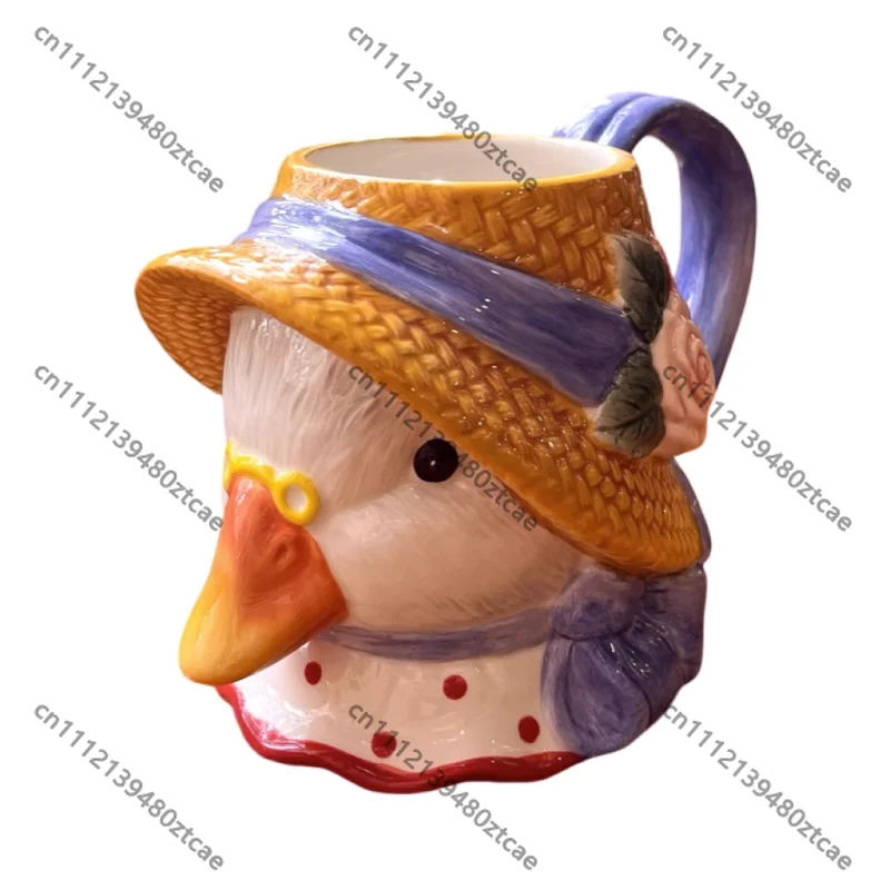 Creative Hand-painted Goose Ceramic Mug, 500ML Large Capacity Cute Breakfast Milk Coffee Cup, Household Drinking Cup Ideal Gift