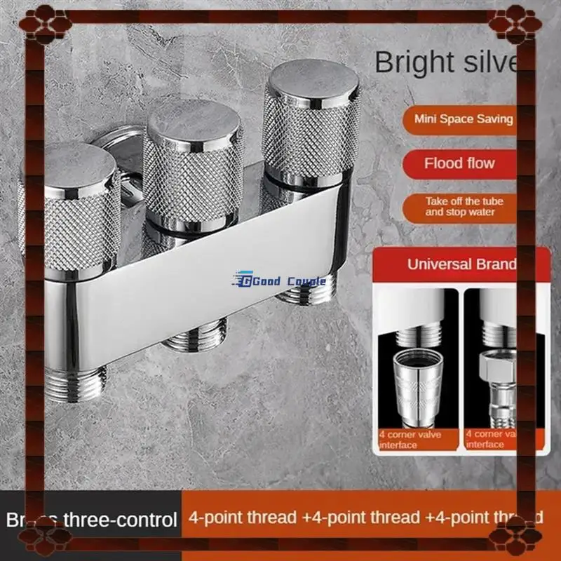 24-Hour Delivery Brass One In Three Out Three Way Control Washing Machine Chrome/Gray Faucet Three Way Triangle Valve G1/3Mini