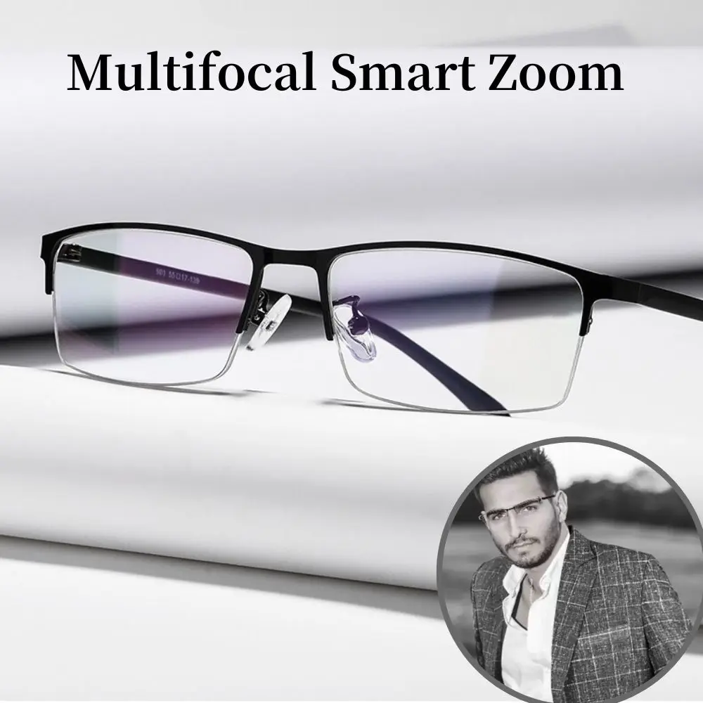 

Photochromic Sunglasses Multifocal Smart Zoom Reading Glasses Metal Frame Anti-blue Light Presbyopia Glasses Progressive Eyewear