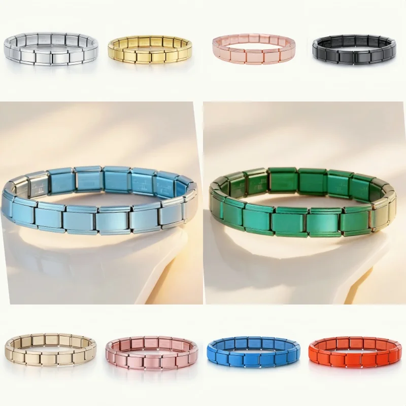 Fashion Italian Elastic Charm Bangle Stainless Steel Modular Watch Chain links for Bracelet Wholesale Jewelry