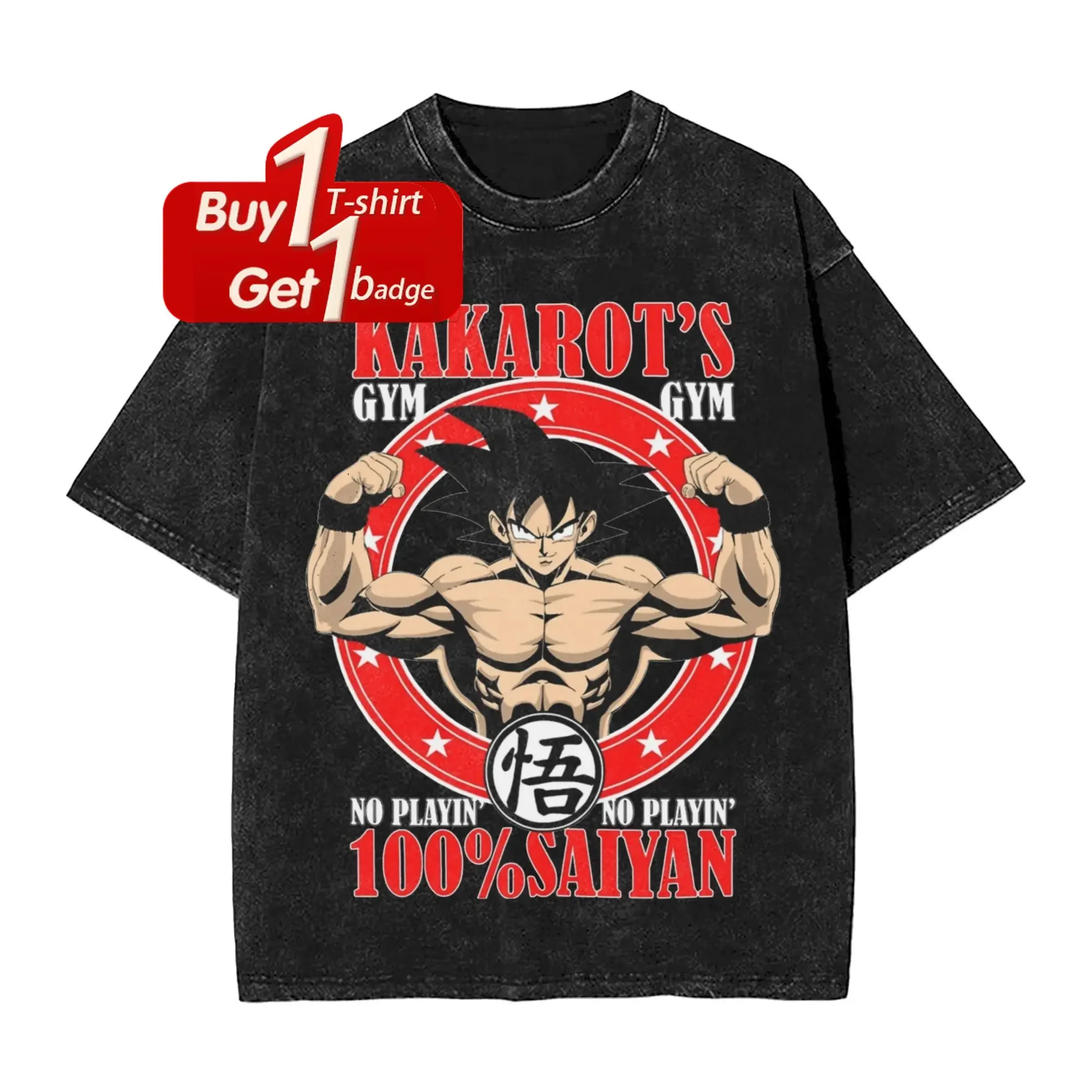 

Dragon Ball Goku Master Gym Graphic T-shirt Man Summer Y2k Clothes Vintage Washed Oversized Short Sleeved Tee Casual Streetwear