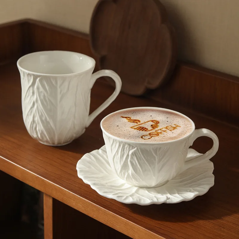 European Relief Coffee Mug Set High Aesthetic Latte Cup Iced Americano Retro Palace Style