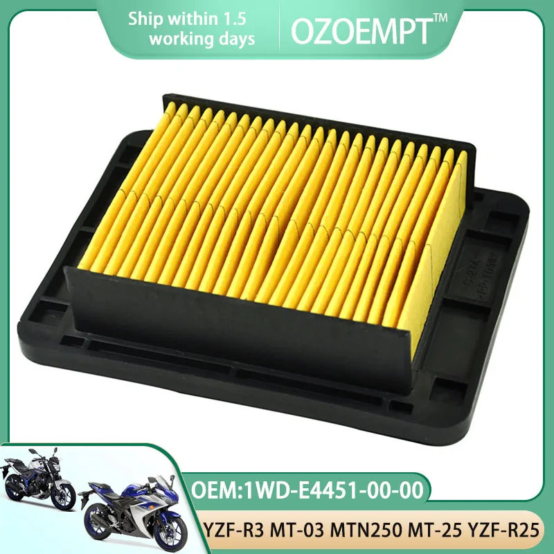 OZOEMPT Motorcycle Air Filter Apply to YZF-R3 YZFR3 15-22 MT-03 16-19 MTN250 MT-250 16-17 YZF-R25 16-17 OEM:1WD-E4451-00-00