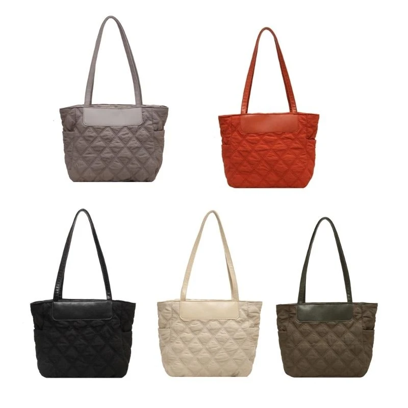 

Nylon Tote Bag Large Capacity Trendy Shoulder Bag for Girl Women Versatile Lady Purse Solid Color Shopping Bag Handbag