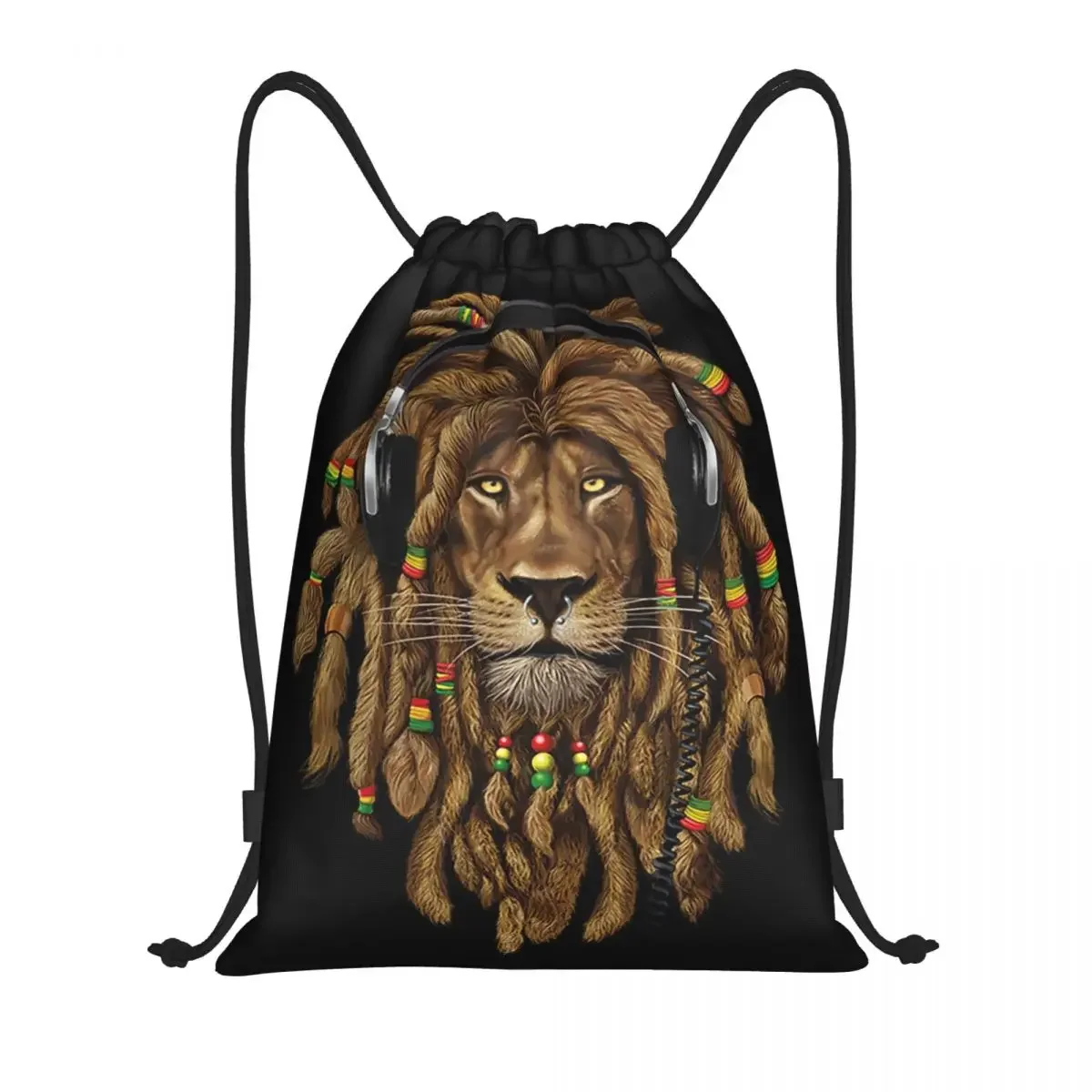 The King Of Judah Rastafarian Rasta Lion Drawstring Backpack Sports Gym Bag for Men Women Shopping Sackpack