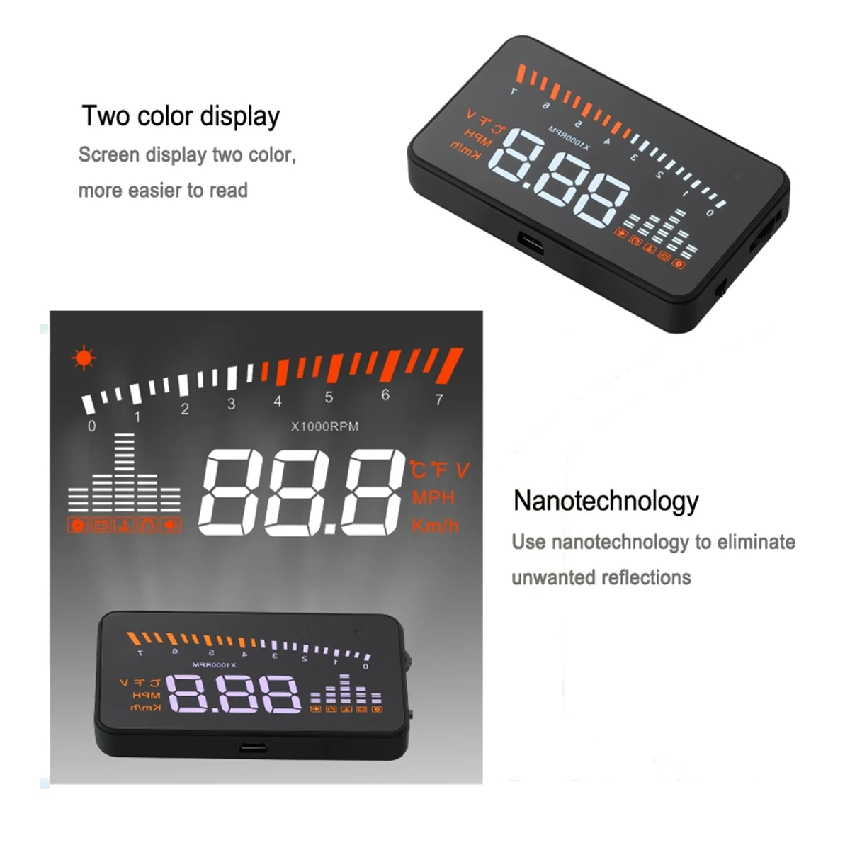 X5 Car HUD OBD II Head-Up Display sistema di avviso di velocità eccessiva proiettore parabrezza allarme di tensione elettronico automatico