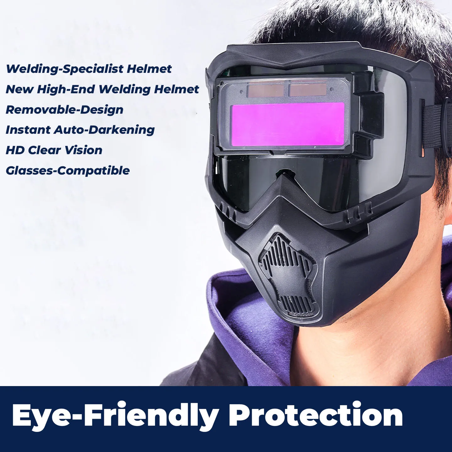 Auto Darkening Welding Goggles Solar Powered Eye Protection Professional Welder Glasses Anti-UV Anti-glare for TIG MIG MMA
