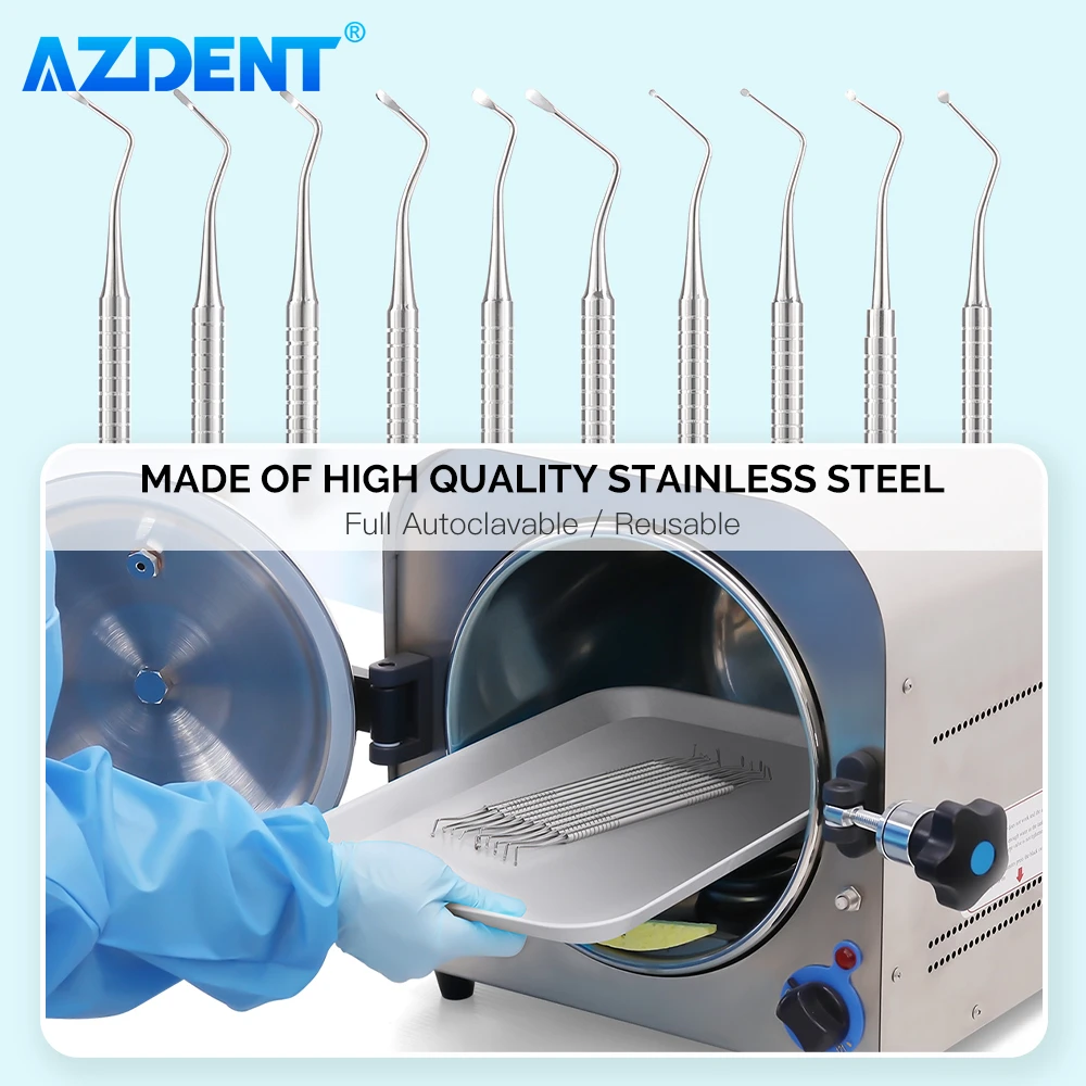 Dental Spoon Excavators Double Ended AZDENT Endo Restorative Instruments Stainless Steel Tooth Cavity Carious Decay Tool