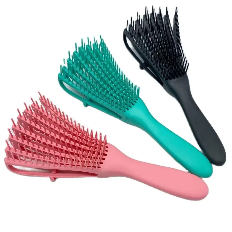 Brosse à cheveux pieuvre avec fonction de massage du cuir chevelu, poignées, cheveux bouclés ou secs, utilisation domestique ou barbier