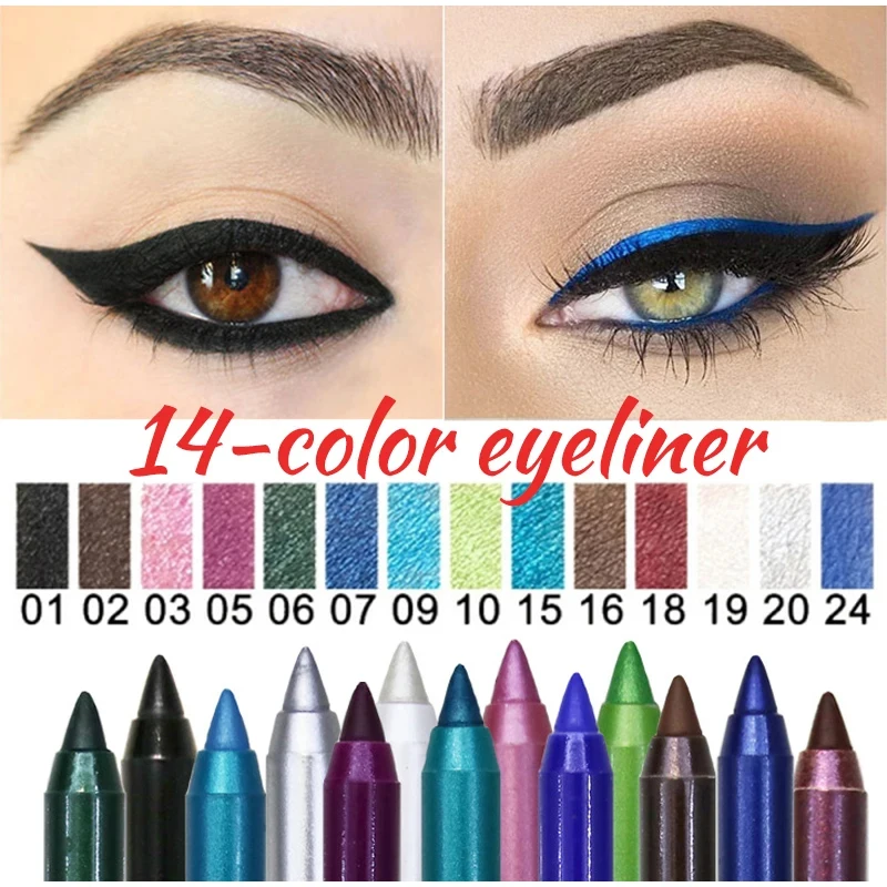 Long-lasting Eye Liner Pencil Pigment White Color Waterproof Eyeliner Black Eyebrow Pencil Women Cosmetics Makeup Tools 14 Color