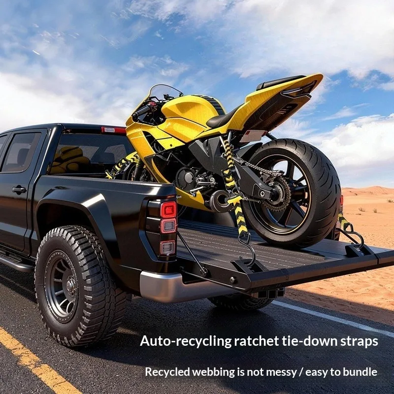 Auto-Retractable Ratchet Straps,3.3m Duty Cargo Tie Down Straps with 680kg Breaking Strength for Motorcycle,Luggage Securing